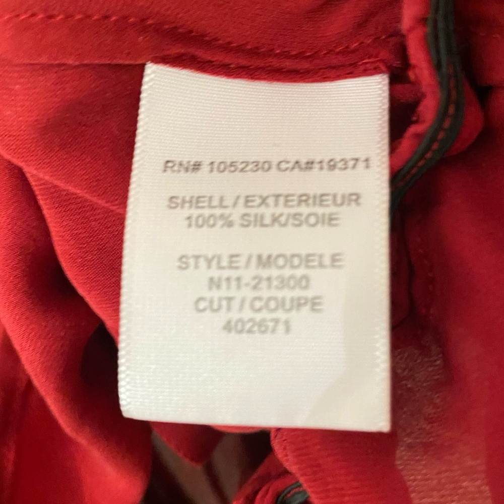 Joie Silk Long-Sleeve Blouse Size S Deep Red V-Neck Elegant Feminine Timeless - Picture 7 of 10